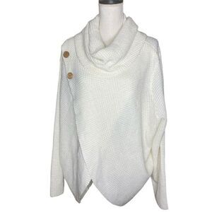 Kate & Sam Wm’s Sz XXL Cream Waffle Knit Cowl Neck Lightweight Layered Sweater